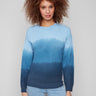 Blue ombre sweater with a stylish crew neck, offering a modern look with its artistic gradient design by Charlie B.