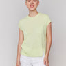 Keylime tee with crew neckline and cap sleeves by Charlie B.