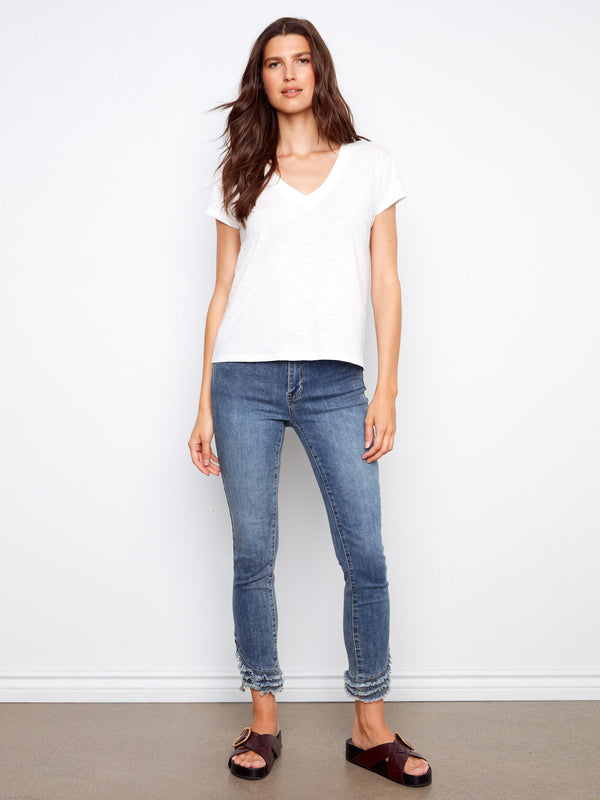 Classic white T-shirt in soft cotton with a relaxed drop shoulder design by Charlie B.