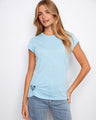 Light blue cotton top with a chic crew neckline, perfect for casual outings. Designed for comfort and style by Charlie B.