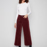 Cabernet corduroy pants featuring a stylish flare leg and button front closure, perfect for a chic look by Charlie B.