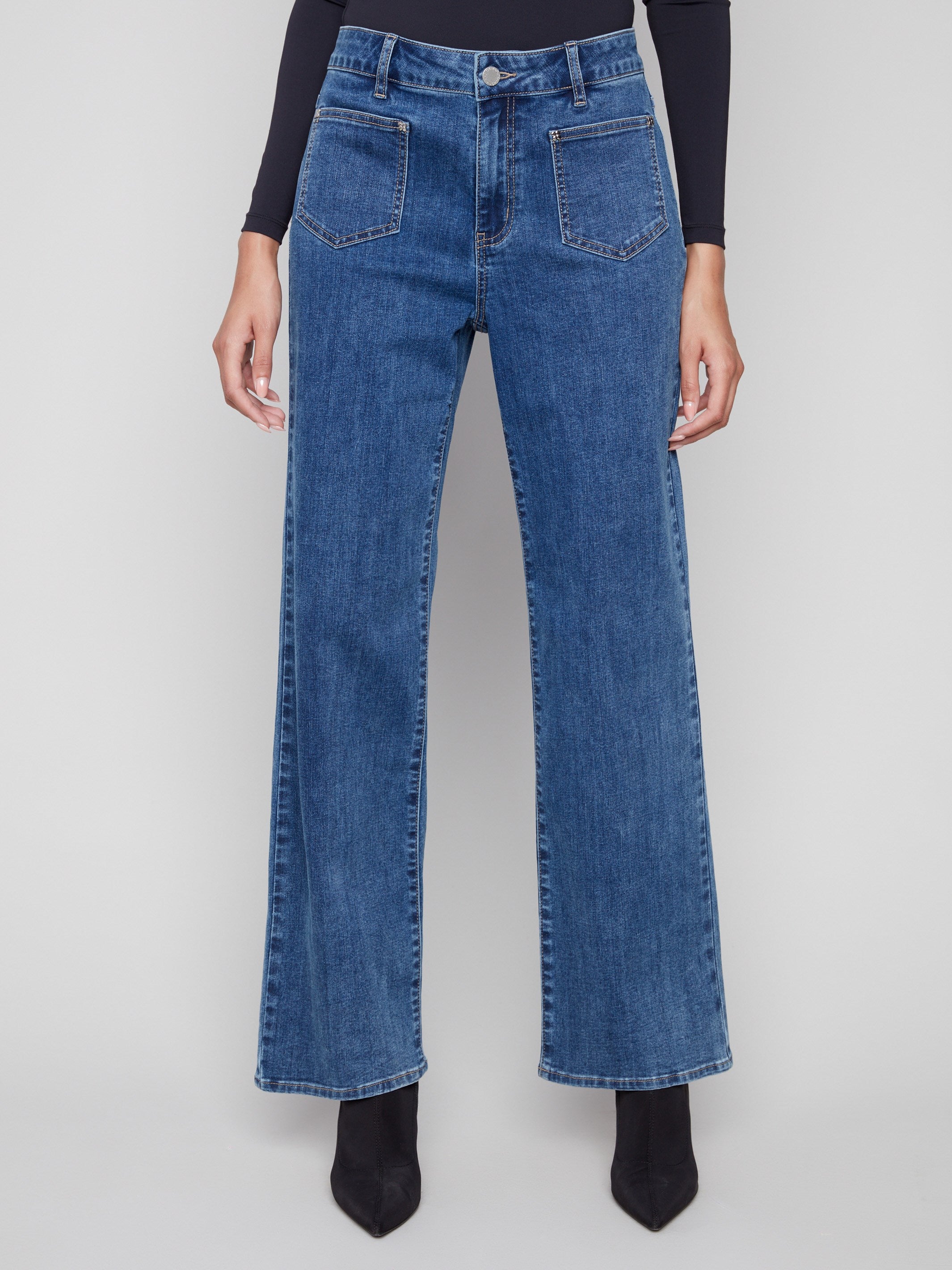 These jeans feature a long length, perfect for pairing with heels or boots for an elongated look by Charlie B.