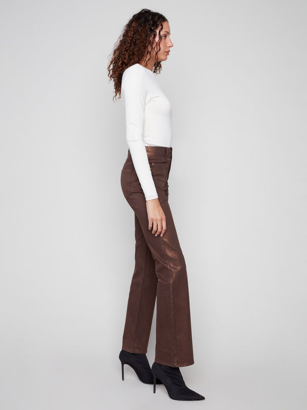 Fashionable flare leg pants with front patch pockets, perfect for any occasion by Charlie B.