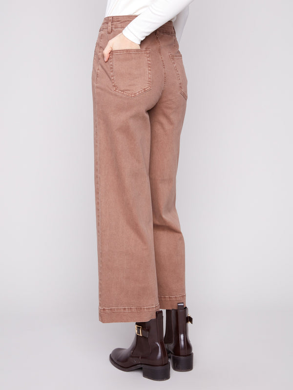 Crafted from stretch twill fabric, these truffle-colored pants ensure comfort by Charlie B.