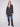 Navy plaid boucle coat featuring a tailored collar and stylish design by Charlie B.