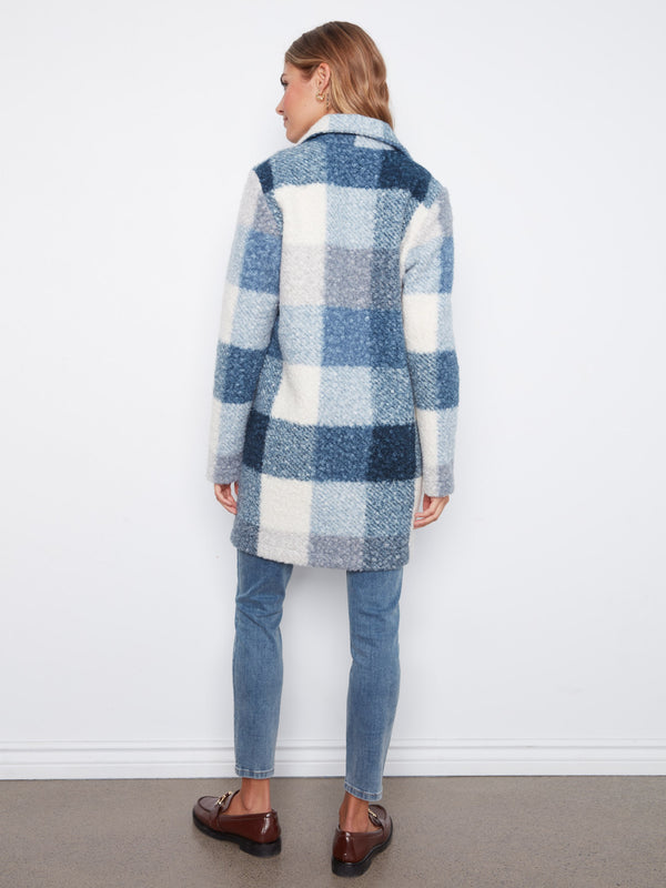 Plaid Bouclé Knit Coat - Storm