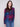 Plaid boucle knit short coat featuring hidden snap closure, with navy and magenta tones adding a vibrant flair by Charlie B.