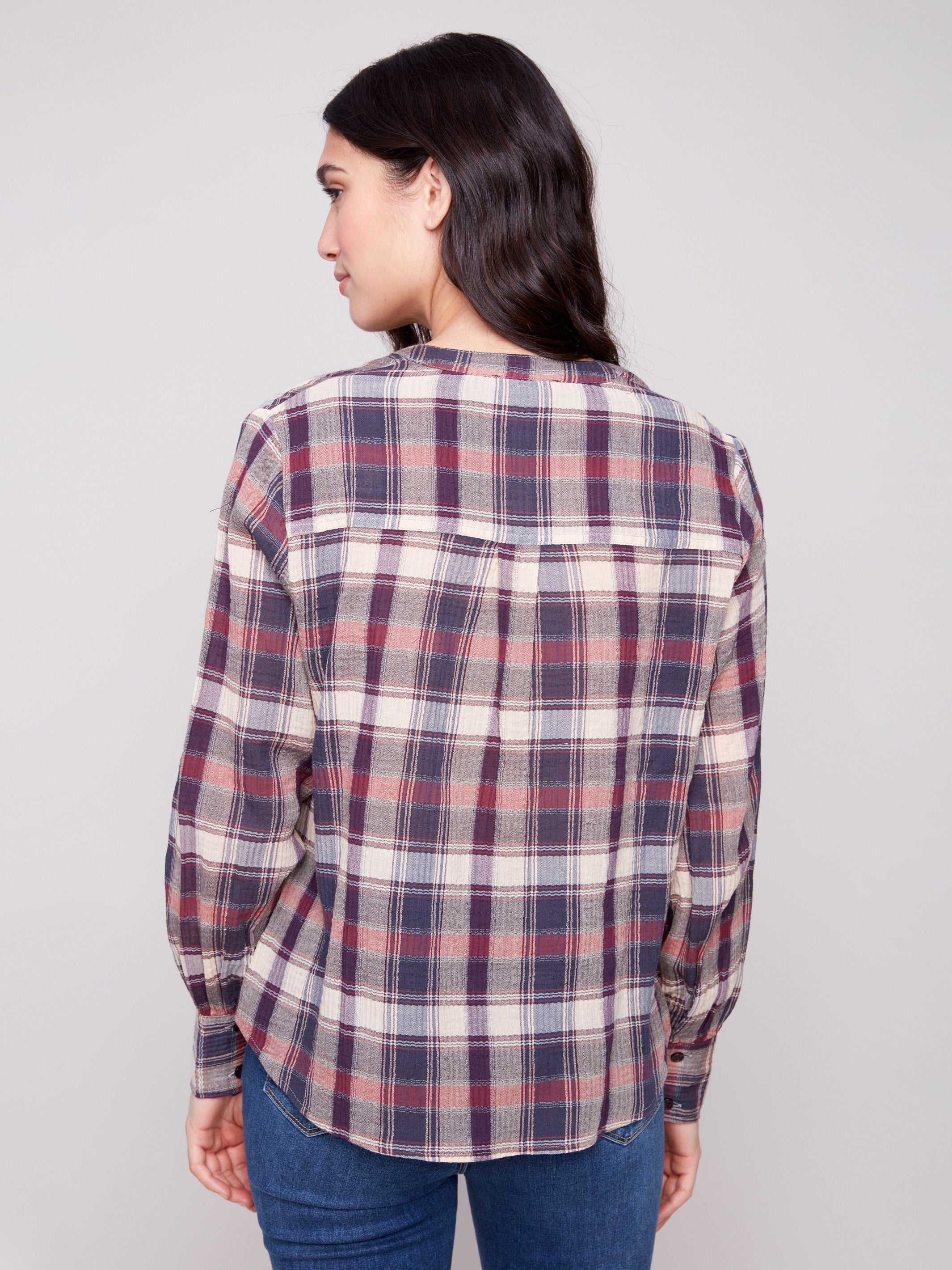 Soft cotton-blend fabric in a classic plaid design ideal for everyday wear by Charlie B.