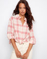 Plaid cotton shirt featuring a classic button-front closure and candy colors, perfect for casual outings by Charlie B.