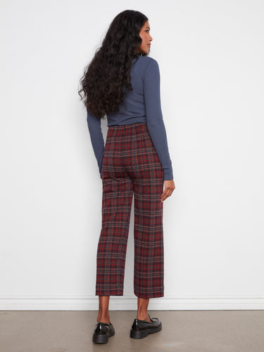 Elegant plaid pants with practical patch pockets, combining style and functionality effortlessly. Designed by Charlie B.