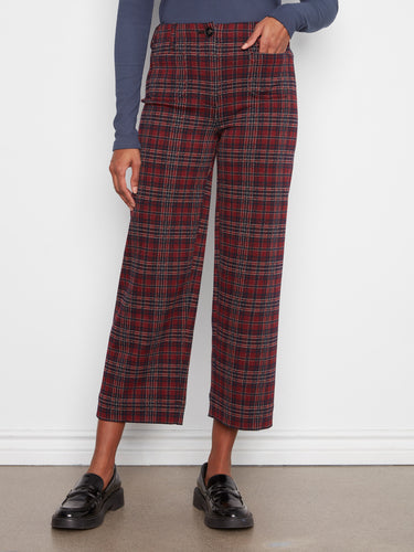 Crafted from stretch ponte fabric, these plaid pants ensure comfort without compromising on style. A creation by Charlie B.