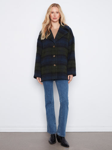 Stay cozy with the button-front closure on this relaxed fit coat, perfect for layering during cooler seasons by Charlie B.