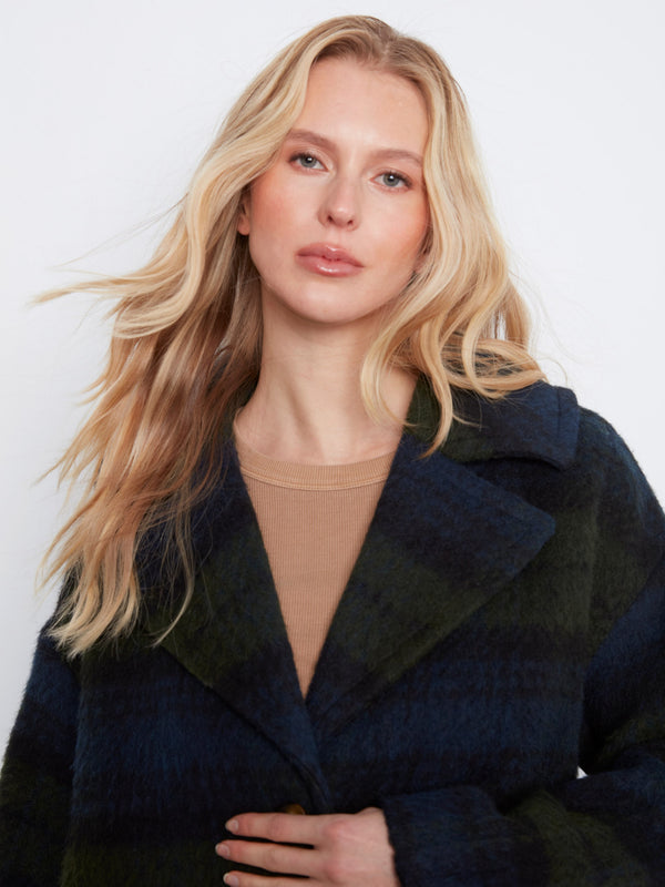 Plaid Wool Blend Jacket - Twilight