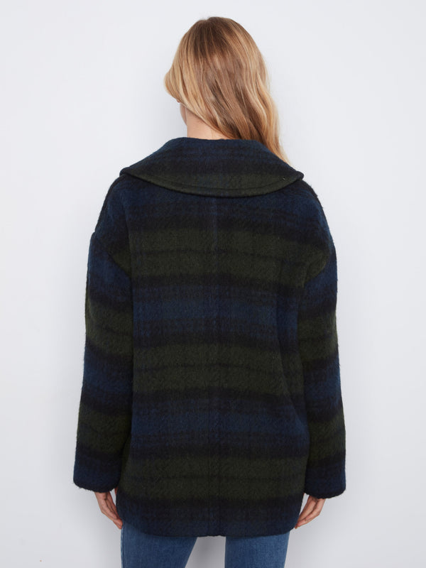 Plaid Wool Blend Jacket - Twilight