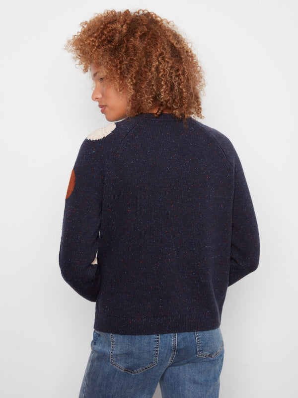 Polka Dot Speckled Sweater - Navy