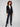 Sophisticated black blazer featuring a hook-and-eye front closure and luxurious gold button accents by Charlie B.