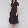 Elegant black dress with button-down front by Charlie B.
