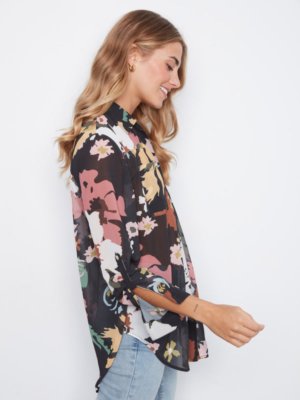 Printed Button-Up Blouse - Bloom