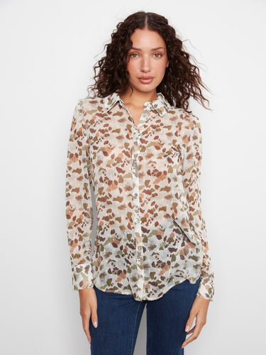 Long sleeves on this blouse offer coverage while maintaining style, perfect for transitional weather by Charlie B.