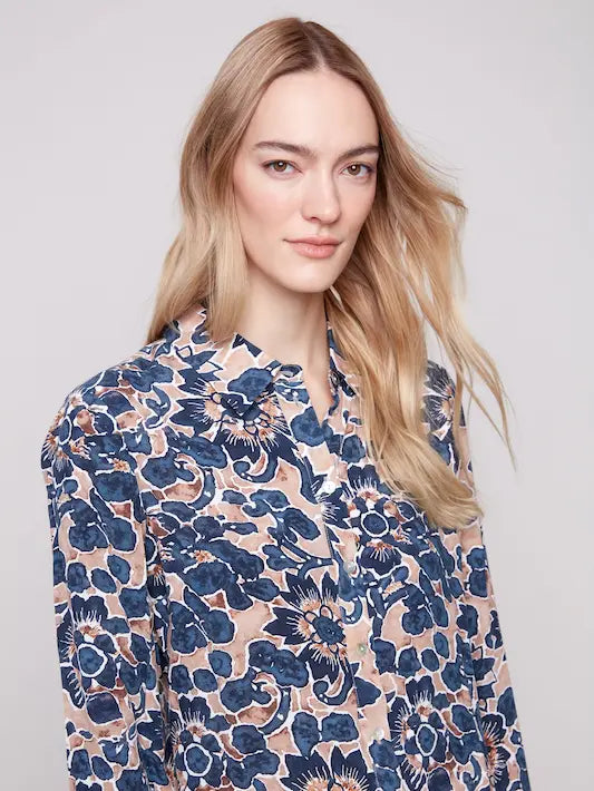 Printed Button-Up Shirt - Cavolo