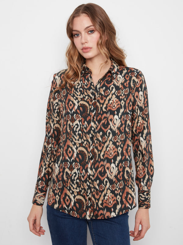 Printed Button-Up Shirt - Kaia