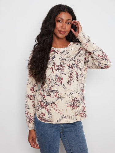 Floral top featuring a classic crew neckline, crafted from 100% cotton for comfort. Perfect for casual outings. by Charlie B.