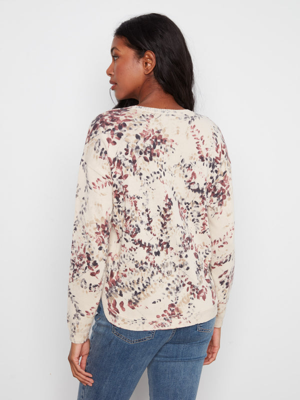 Printed Cotton Crew Neck Sweater - Poetry