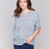 Relaxed fit blouse with abstract fish pattern by Charlie B.