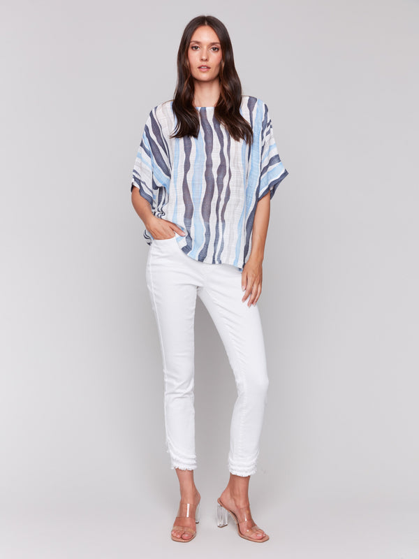 Blouse with short dolman sleeves in a relaxed fit and striped design by Charlie B.
