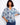 Women's blouse with floral pattern and chest pocket, featuring a Henley neckline and roll-up sleeves by Charlie B.