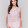 V-neck cotton gauze top with geometric pattern and a stylish design by Charlie B.