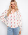 Ikat print cotton blouse features elastic cuffs for a comfortable fit, enhancing the casual elegance of your look by Charlie B.