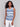 Blue and white tank top with unique front knot feature by Charlie B.