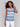 Crew neckline on this stylish blue and white tank top by Charlie B.