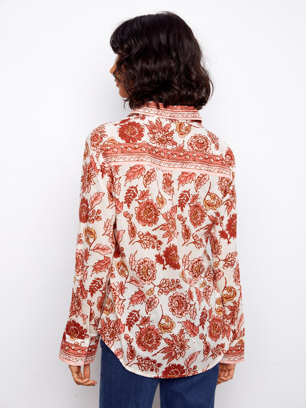 Printed Cotton Voile Button-Up Blouse - Florelle