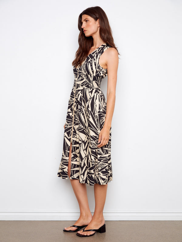 Printed Cotton Voile Front-Zip Midi Dress - Luna