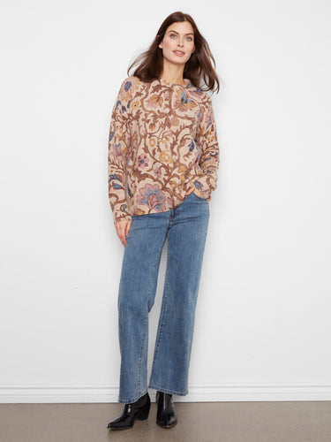 Floral sweater showcasing a relaxed drop shoulder design by Charlie B.