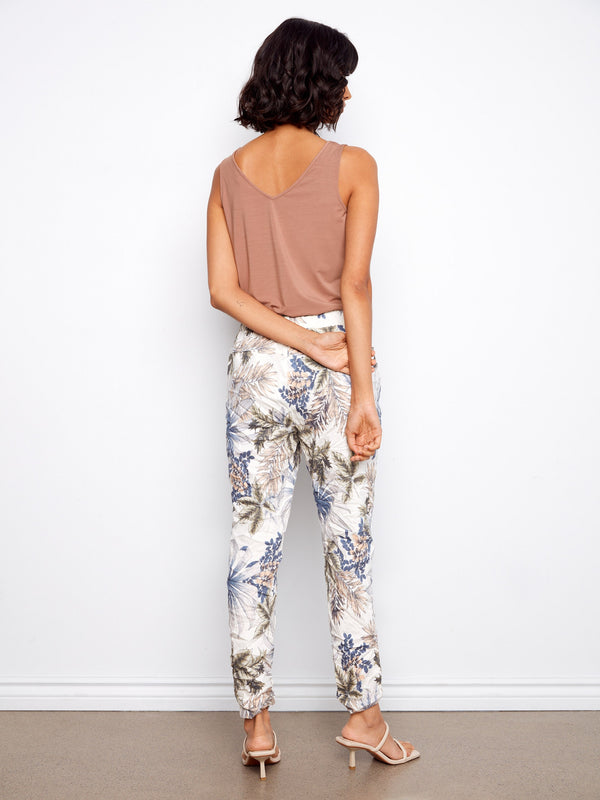 Printed Crinkle Jogger Pants - Hawaii