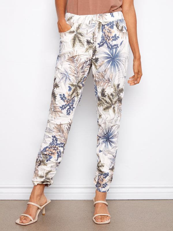 Printed Crinkle Jogger Pants - Hawaii