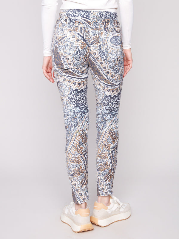 Long length jogger pants with an elastic waistband and drawstring, designed in a relaxed fit style by Charlie B.