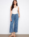 These jeans feature a stylish flare fit, offering a trendy look with floral patterns throughout. Perfect for casual outings by Charlie B.