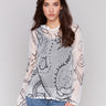 Pepper crochet hoodie sweater with abstract pattern by Charlie B.