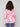 Elegant pink abstract printed hoodie showcasing the attached hood, adding flair to your wardrobe by Charlie B.