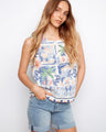 Tropical blouse with crew neckline and vibrant floral patterns, perfect for a relaxed fit by Charlie B.