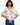 Blouse with postcard print featuring a V-neck and short adjustable sleeves, perfect for casual outings by Charlie B.