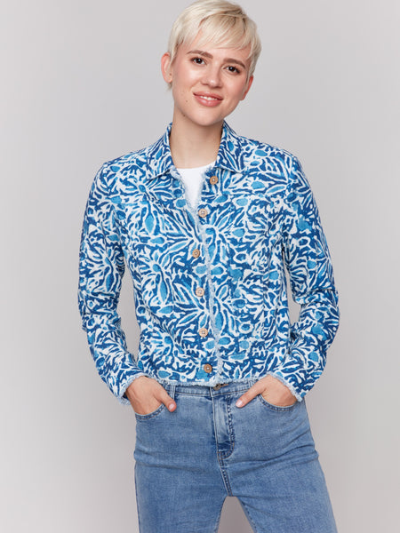 Women's Printed Linen Blend Jacket | Reef | Charlie B