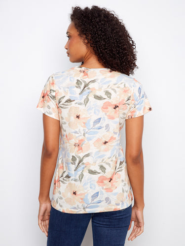 Elegant flower-patterned tee with a flattering relaxed fit, suitable for any casual occasion by Charlie B.