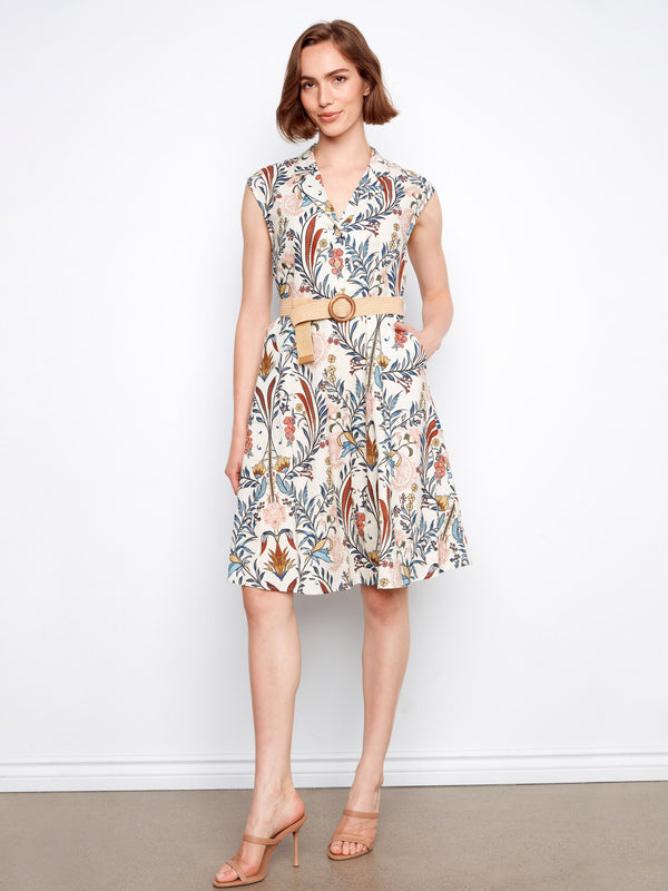 Knee-length floral dress offers comfort and style, making it suitable for various outings. Created by Charlie B.