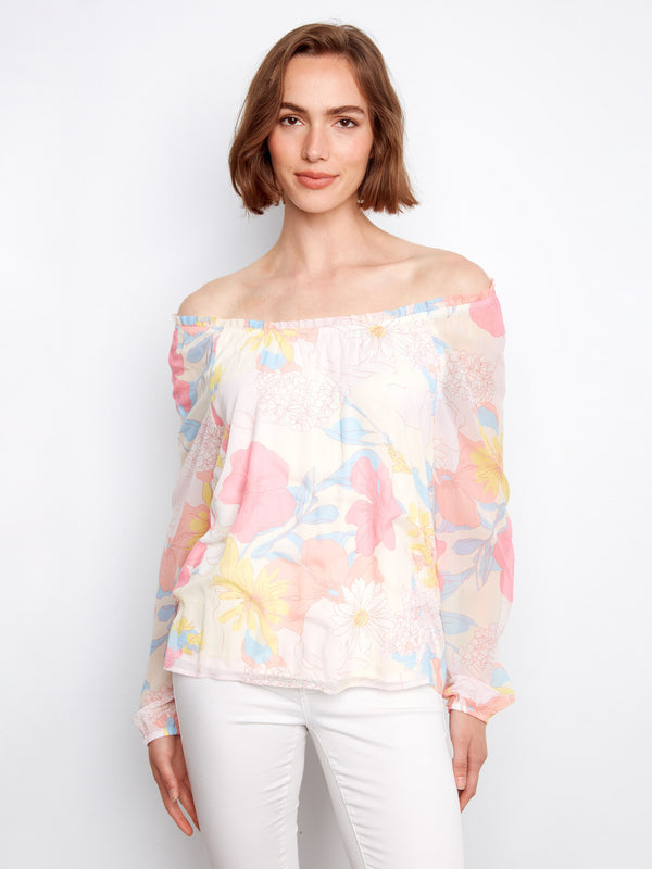 Printed Off-Shoulder Blouse - Romantic