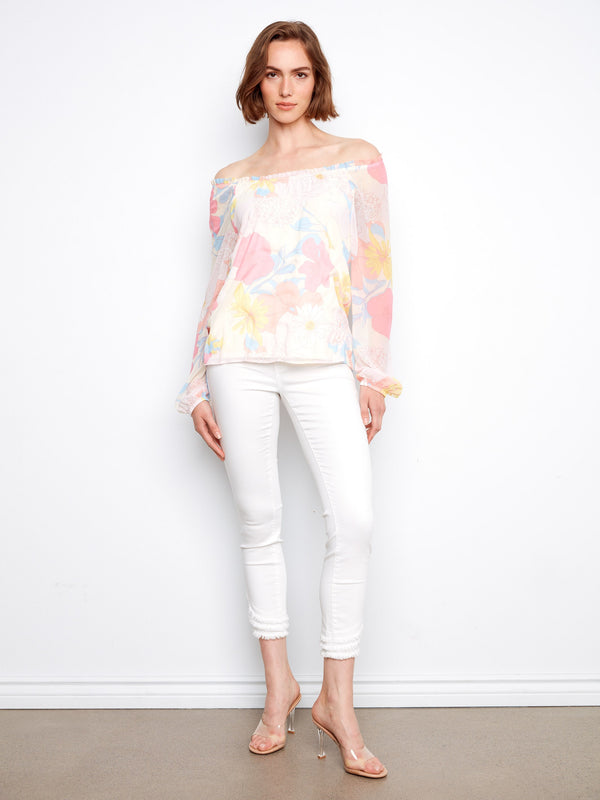 Printed Off-Shoulder Blouse - Romantic